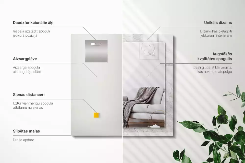 Rechteckiger dekorativer spiegel Rissige Betonoberfläche