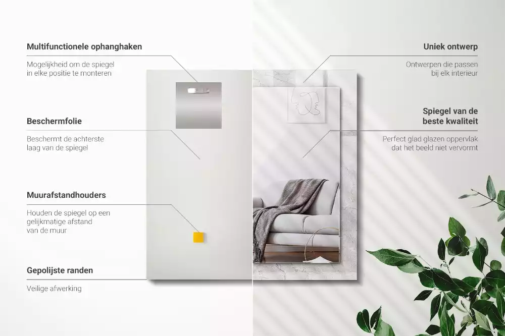 Rechteckiger dekorativer spiegel Rissige Betonoberfläche