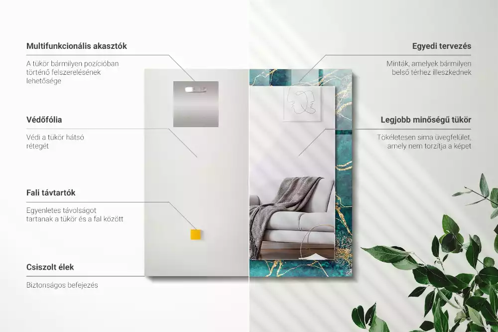 Spiegel mit rechteckigem aufdruck Grüner Marmor