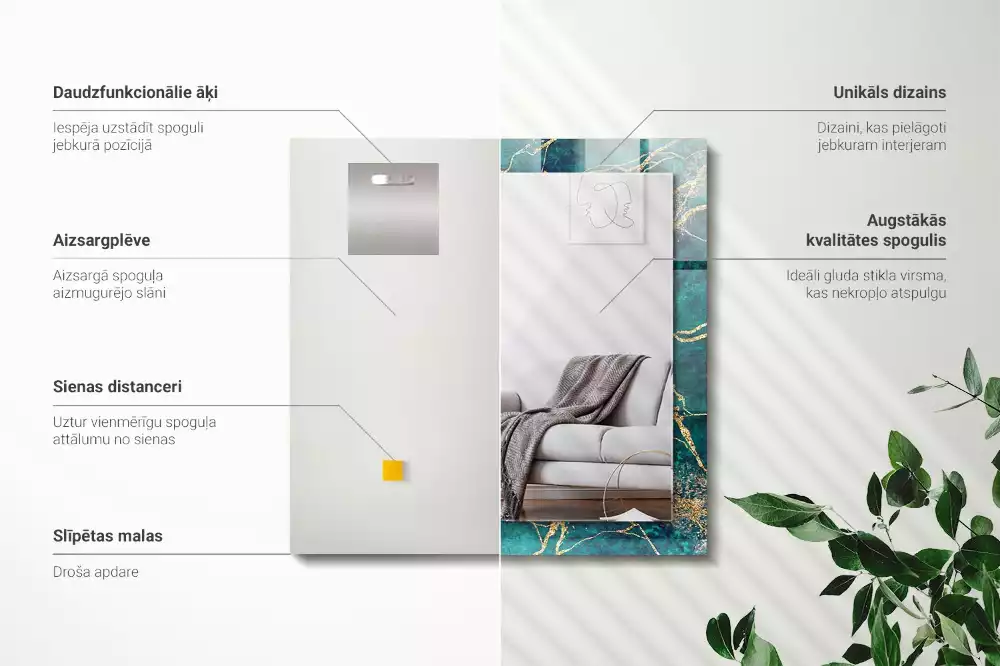 Spiegel mit rechteckigem aufdruck Grüner Marmor