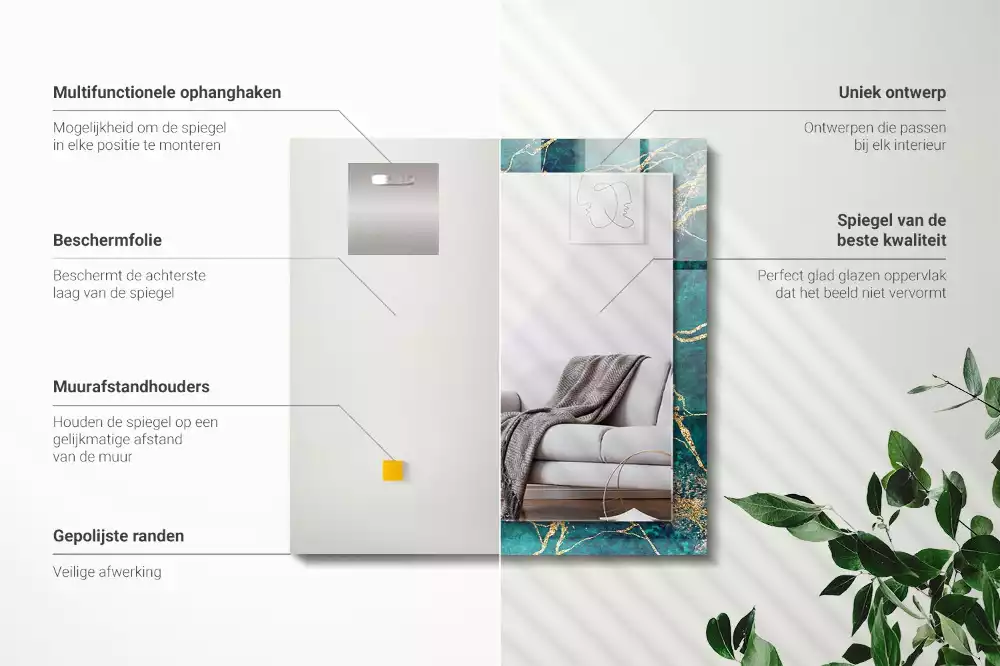 Spiegel mit rechteckigem aufdruck Grüner Marmor