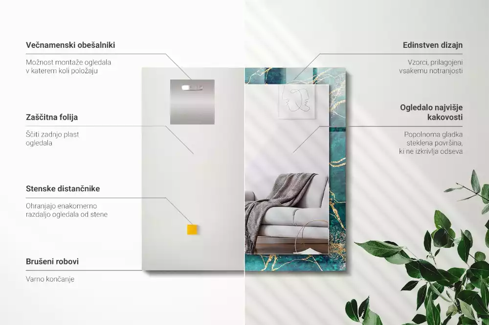 Spiegel mit rechteckigem aufdruck Grüner Marmor