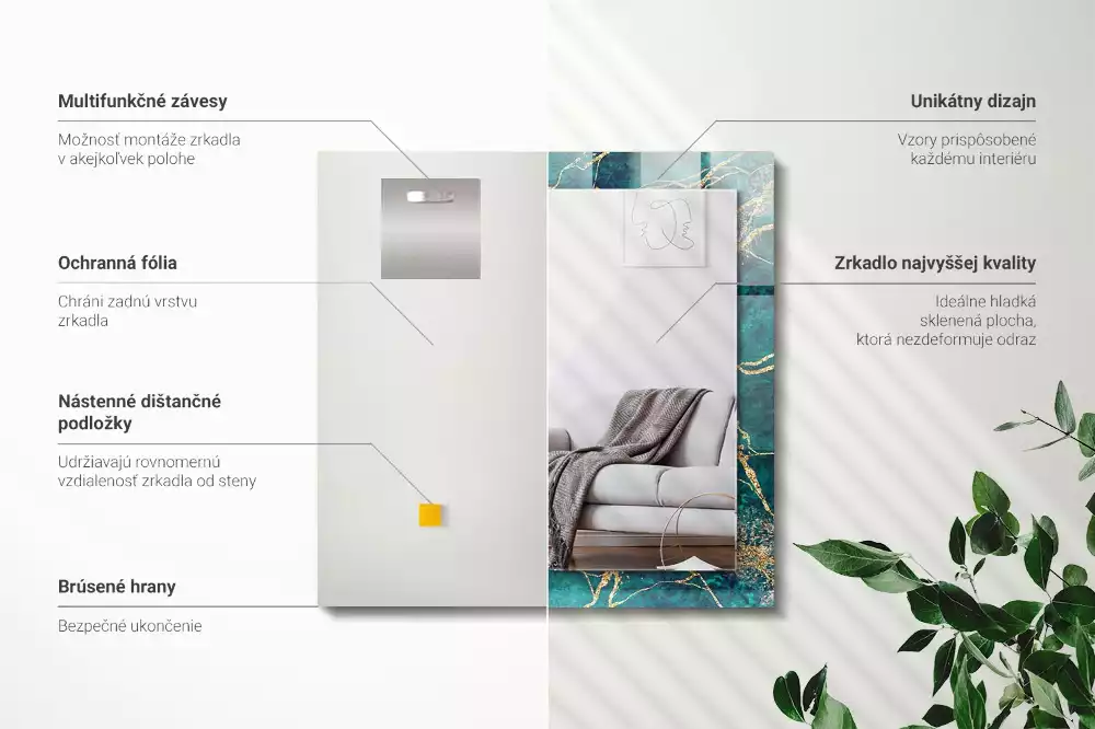 Spiegel mit rechteckigem aufdruck Grüner Marmor