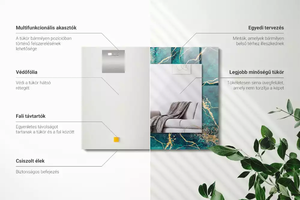 Spiegel mit rechteckigem aufdruck Grüner Marmor