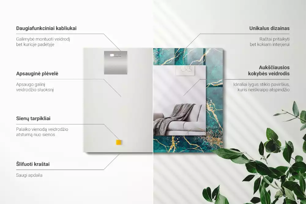 Spiegel mit rechteckigem aufdruck Grüner Marmor