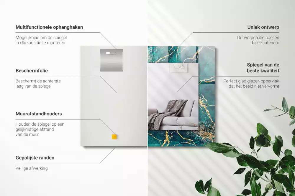 Spiegel mit rechteckigem aufdruck Grüner Marmor