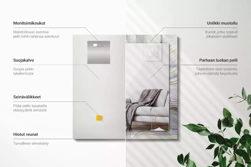 Rechteckiger spiegel Abstrakte Marmormuster