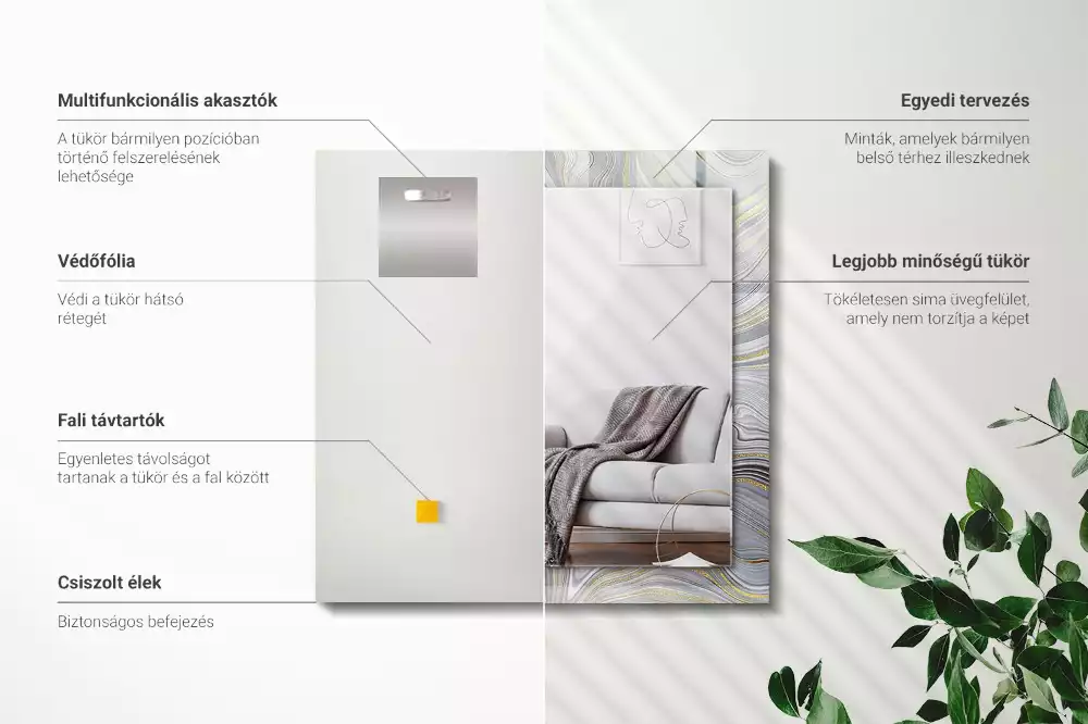 Rechteckiger spiegel Abstrakte Marmormuster