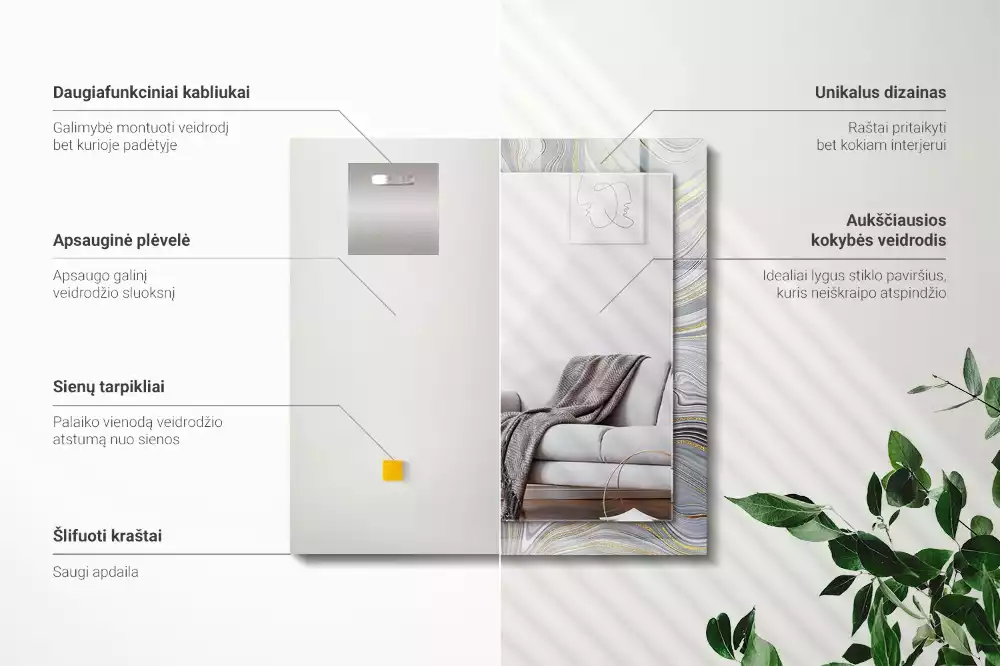 Rechteckiger spiegel Abstrakte Marmormuster