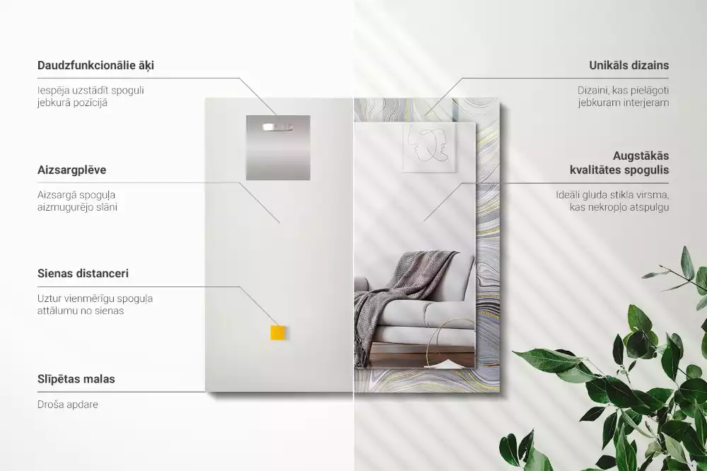 Rechteckiger spiegel Abstrakte Marmormuster