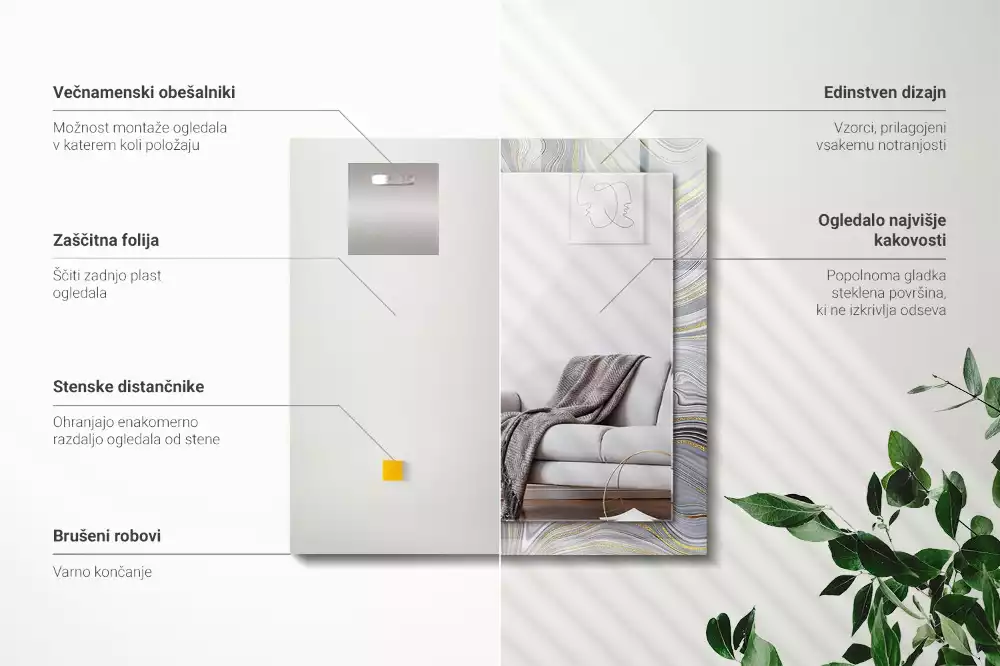 Rechteckiger spiegel Abstrakte Marmormuster