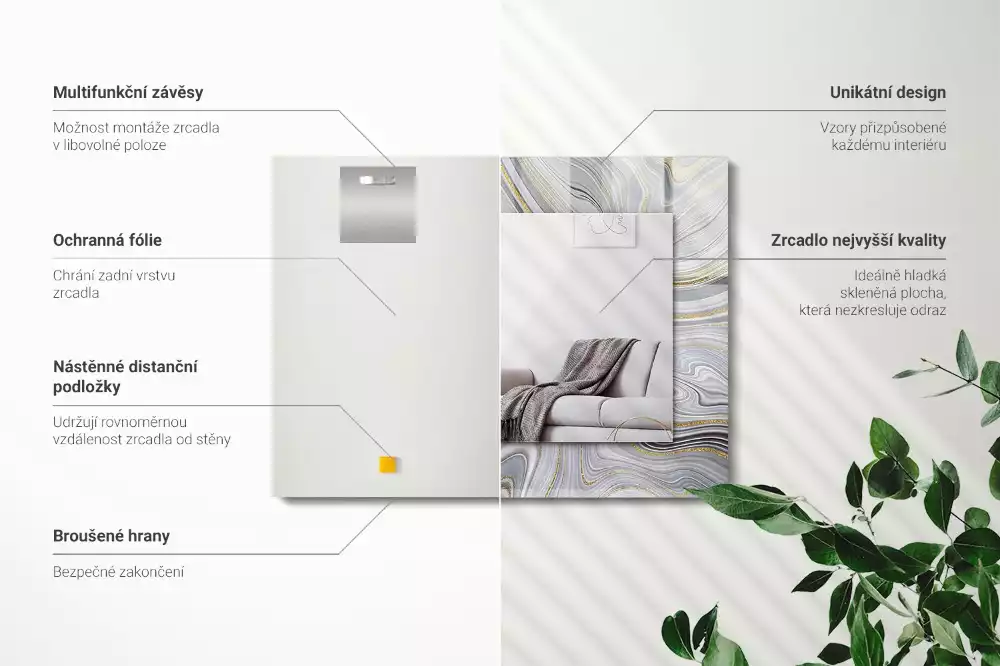 Rechteckiger spiegel Abstrakte Marmormuster