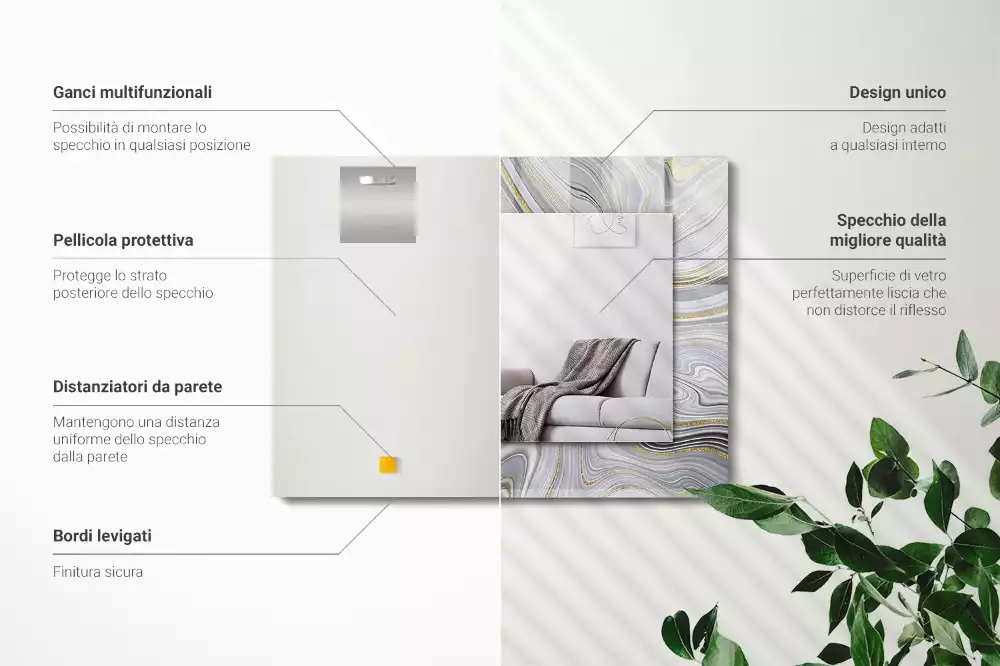 Rechteckiger spiegel Abstrakte Marmormuster