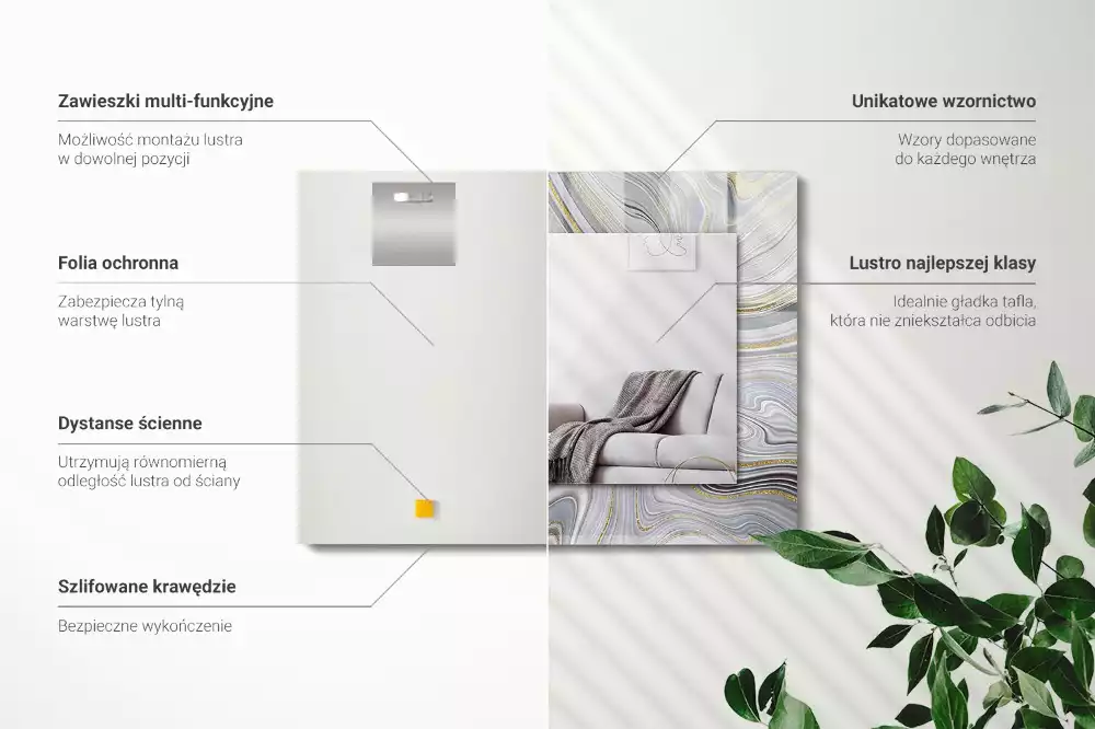 Rechteckiger spiegel Abstrakte Marmormuster