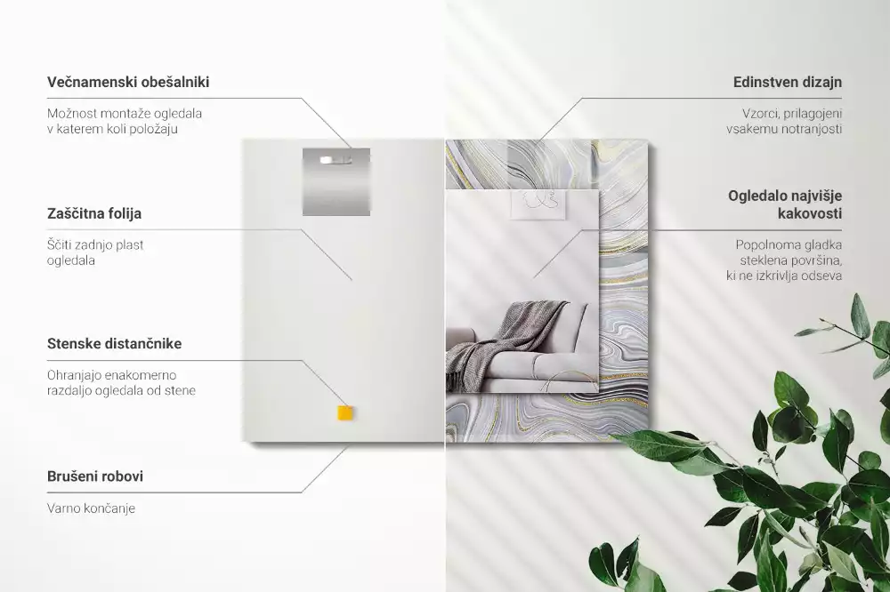 Rechteckiger spiegel Abstrakte Marmormuster