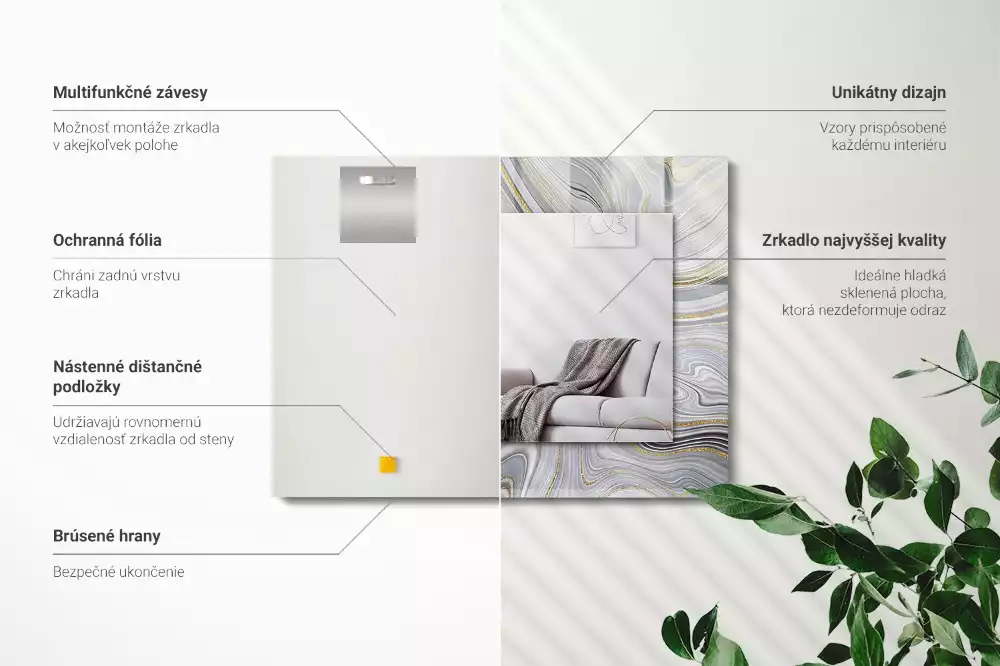 Rechteckiger spiegel Abstrakte Marmormuster