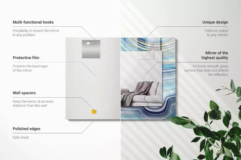 Rechteckiger dekorativer spiegel Abstrakte blaue Wellen