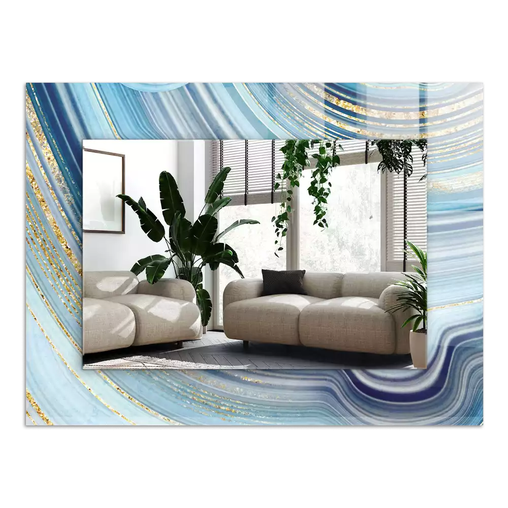 Rechteckiger dekorativer spiegel Abstrakte blaue Wellen