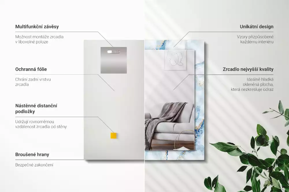 Spiegel mit rechteckigem aufdruck Abstraktes Marmormuster