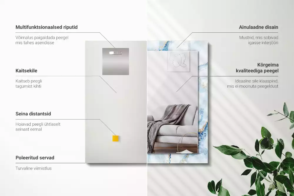 Spiegel mit rechteckigem aufdruck Abstraktes Marmormuster