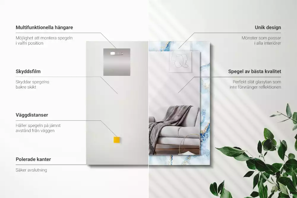 Spiegel mit rechteckigem aufdruck Abstraktes Marmormuster