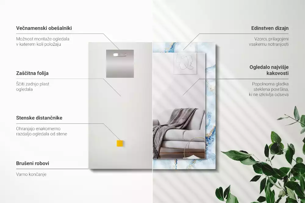 Spiegel mit rechteckigem aufdruck Abstraktes Marmormuster