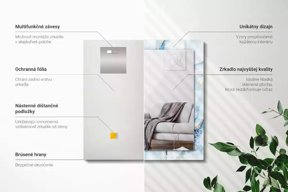 Spiegel mit rechteckigem aufdruck Abstraktes Marmormuster