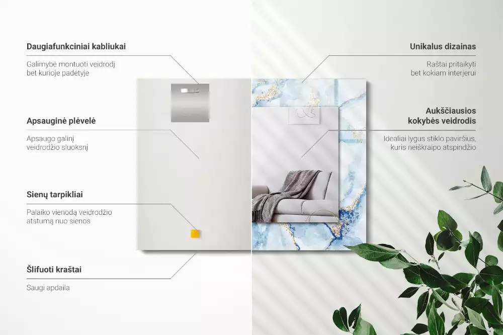 Spiegel mit rechteckigem aufdruck Abstraktes Marmormuster