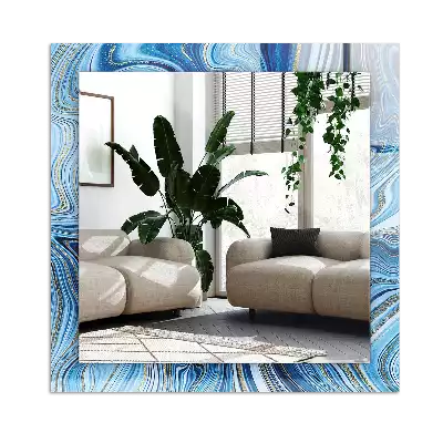 Rechteckiger spiegel Abstraktes blaues Muster