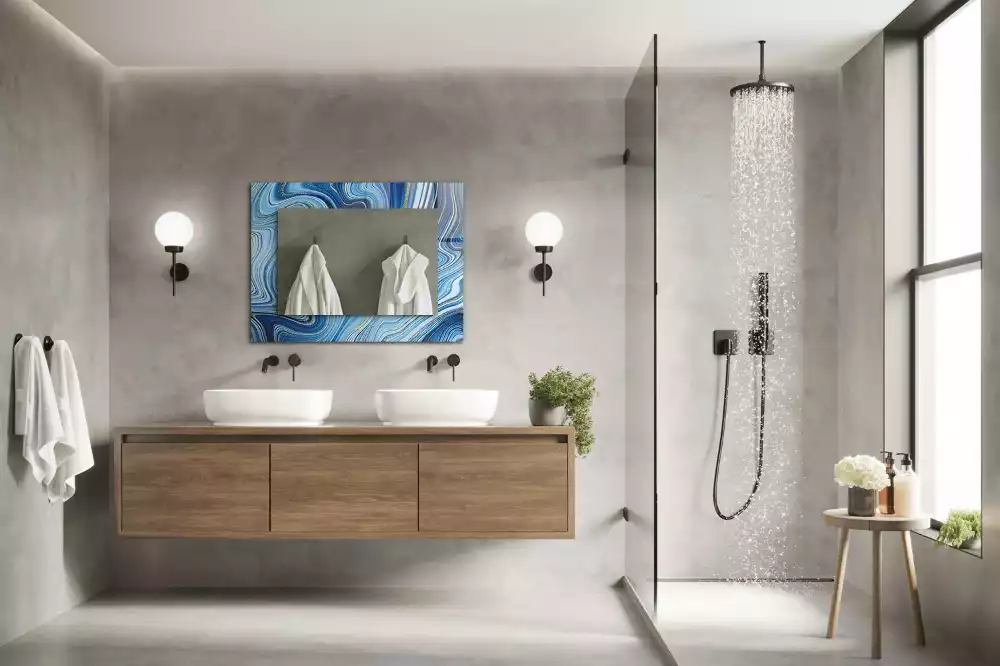 Rechteckiger spiegel Abstraktes blaues Muster