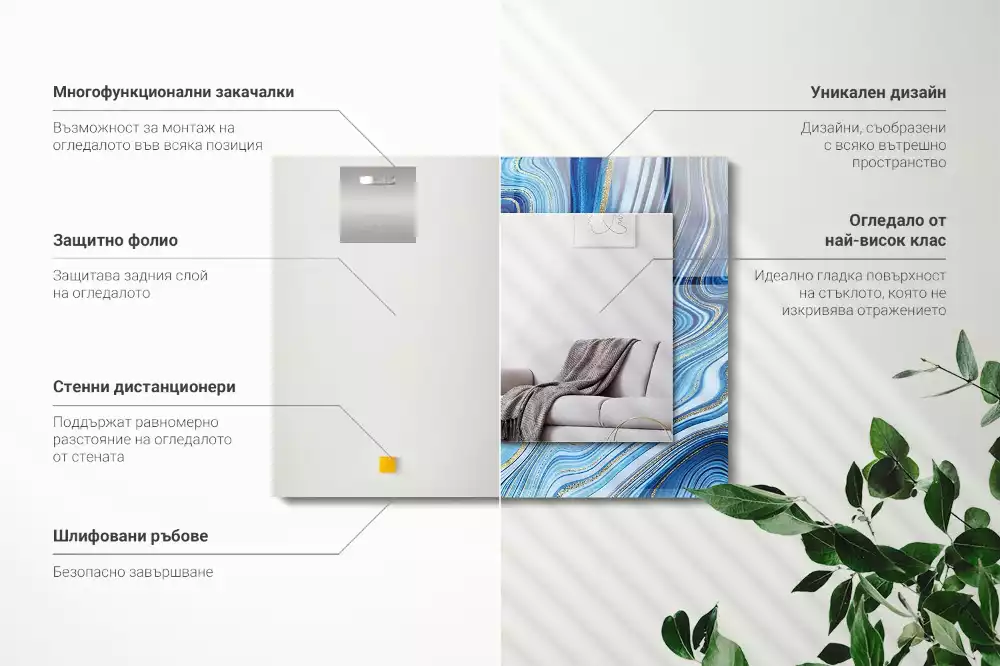 Rechteckiger spiegel Abstraktes blaues Muster