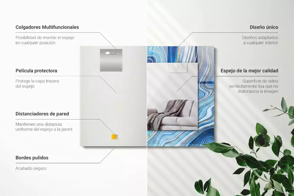 Rechteckiger spiegel Abstraktes blaues Muster