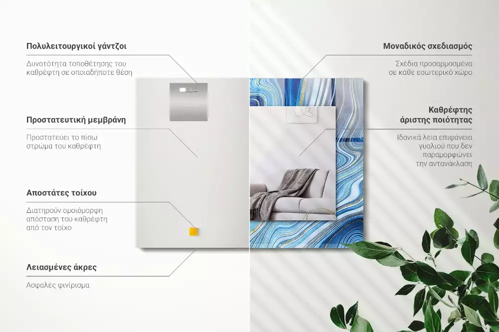 Rechteckiger spiegel Abstraktes blaues Muster