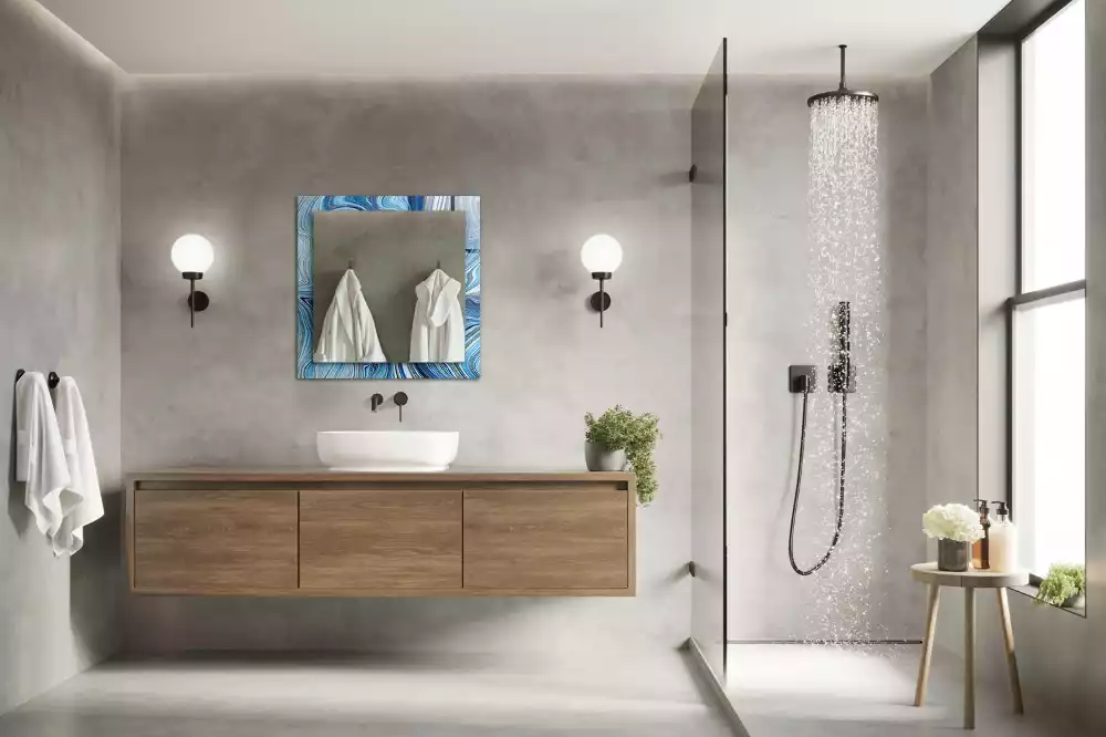 Rechteckiger spiegel Abstraktes blaues Muster