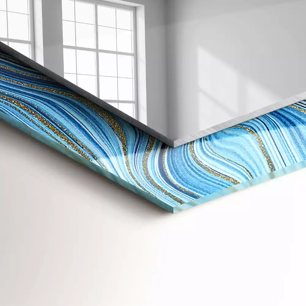 Rechteckiger spiegel Abstraktes blaues Muster