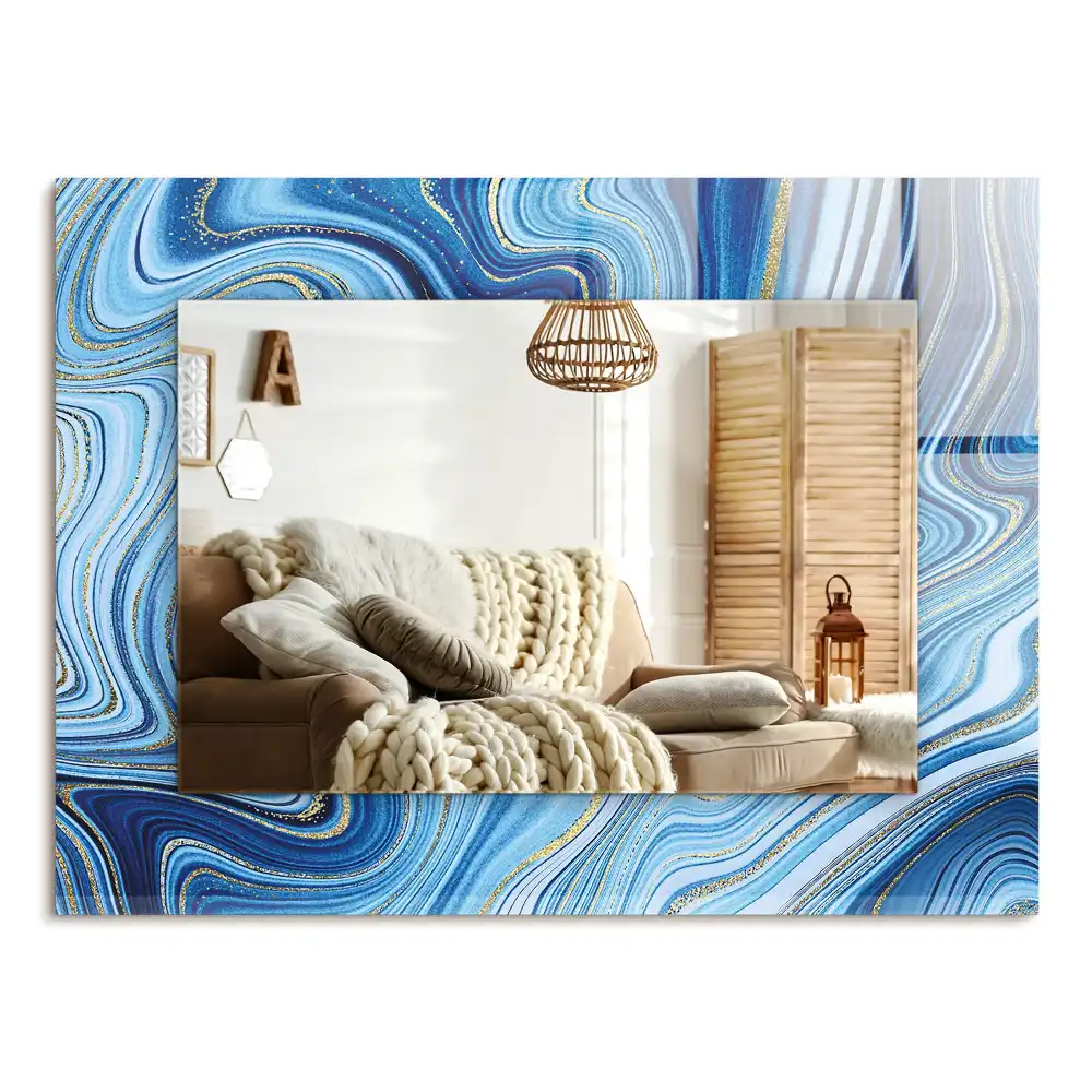 Rechteckiger spiegel Abstraktes blaues Muster