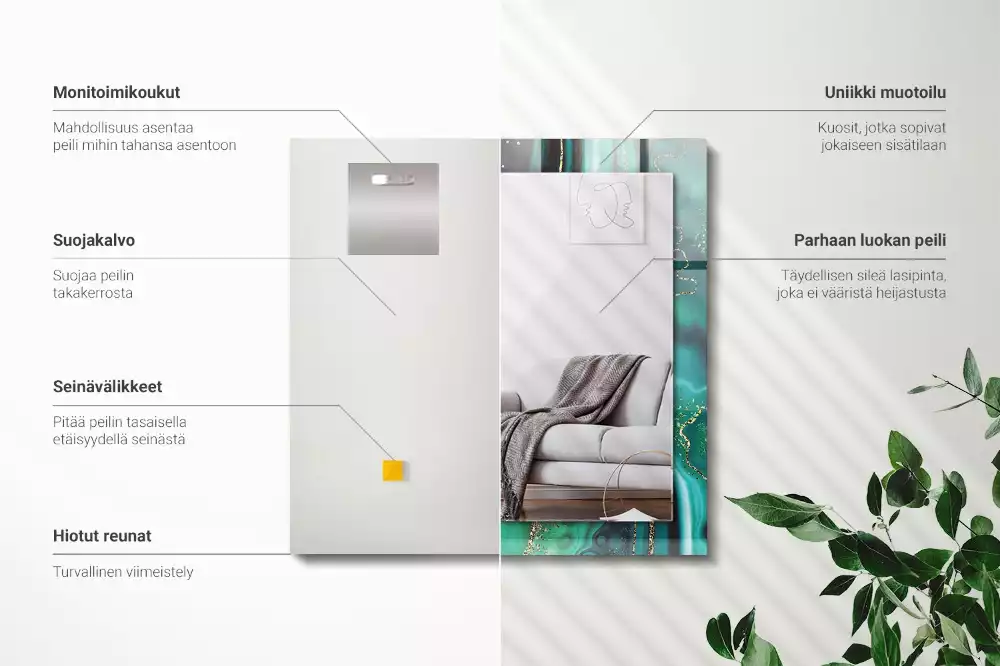 Rechteckiger dekorativer spiegel Abstrakte grüne Textur