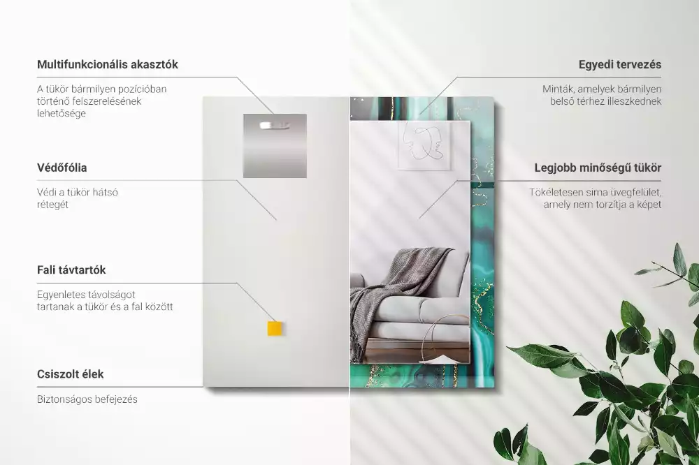 Rechteckiger dekorativer spiegel Abstrakte grüne Textur