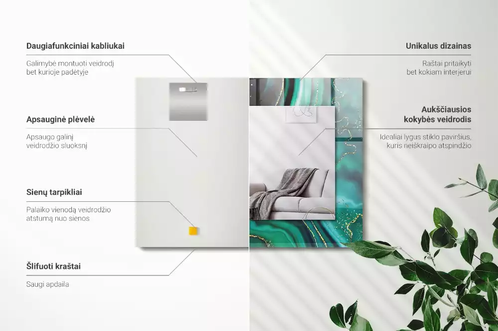 Rechteckiger dekorativer spiegel Abstrakte grüne Textur