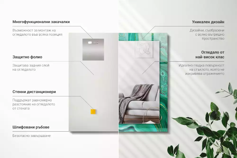 Spiegel mit rechteckigem aufdruck Abstrakte grüne Textur