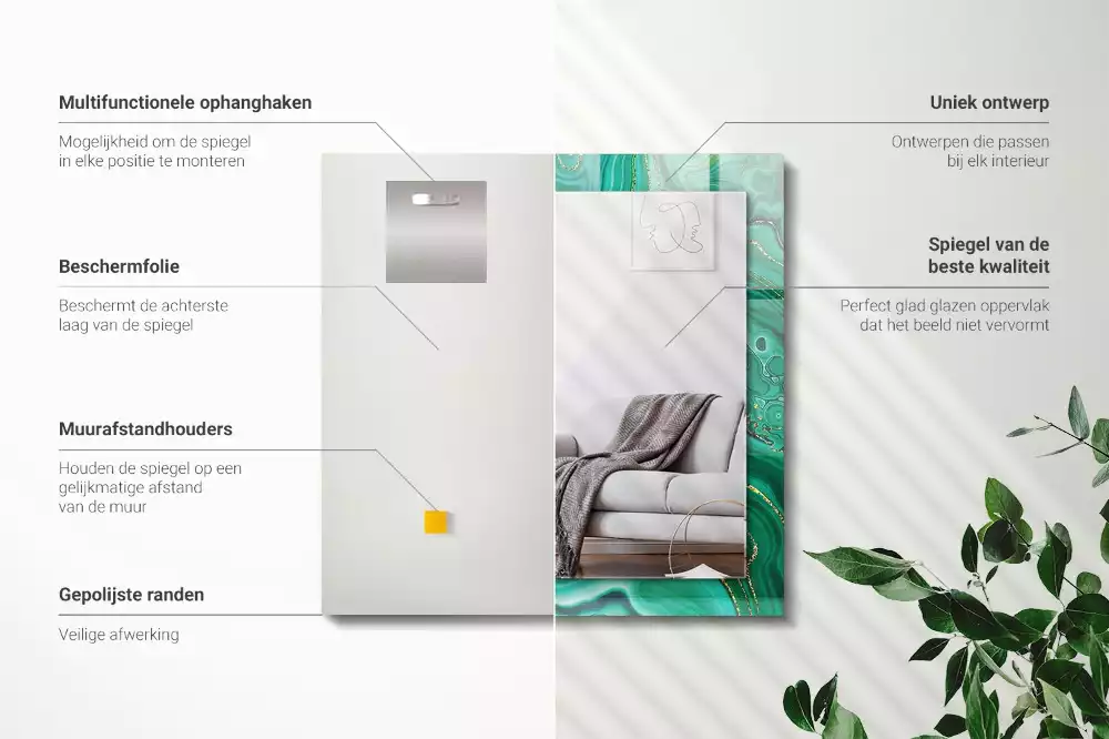 Spiegel mit rechteckigem aufdruck Abstrakte grüne Textur