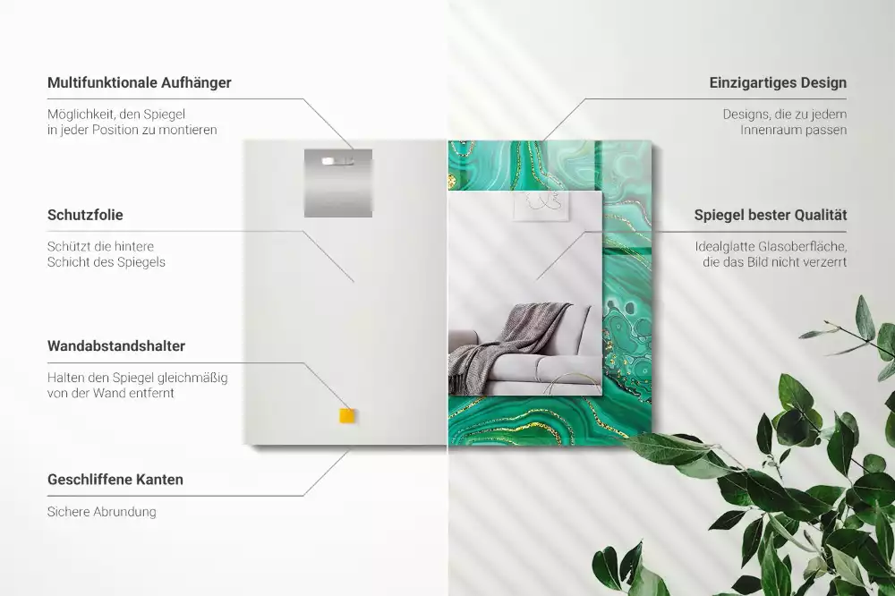 Spiegel mit rechteckigem aufdruck Abstrakte grüne Textur