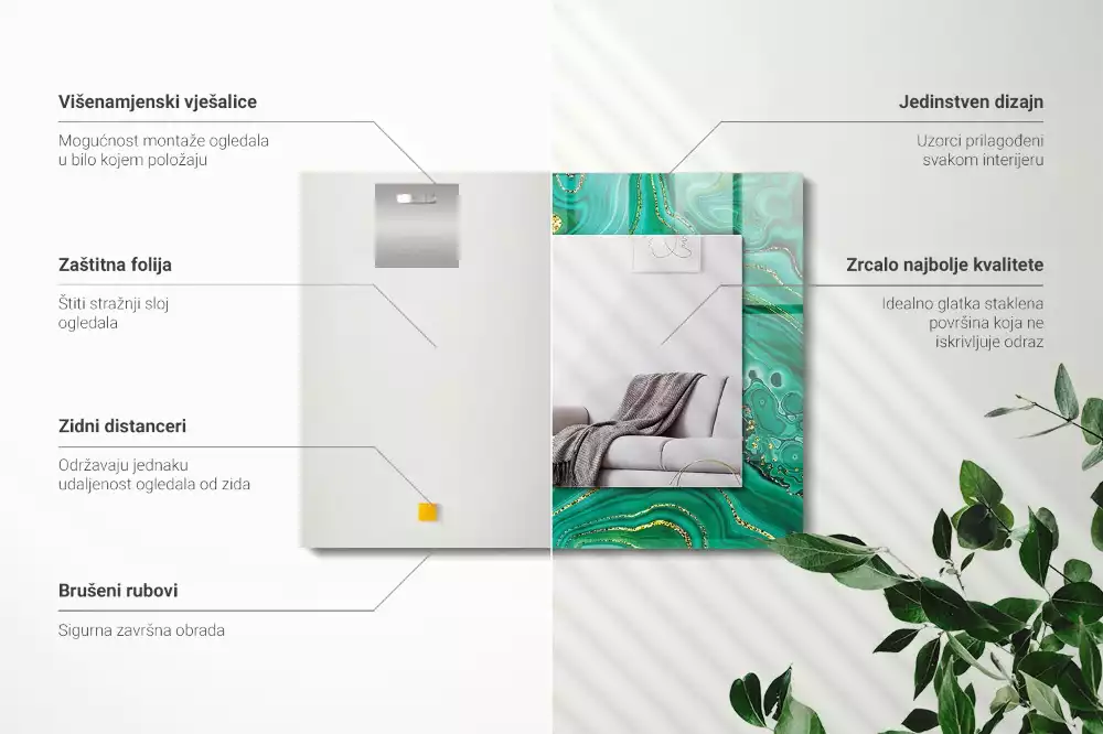 Spiegel mit rechteckigem aufdruck Abstrakte grüne Textur