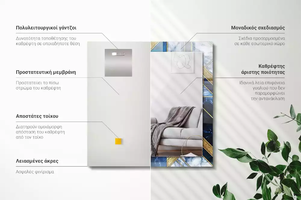 Rechteckiger dekorativer spiegel Abstrakte geometrische Mosaikmuster