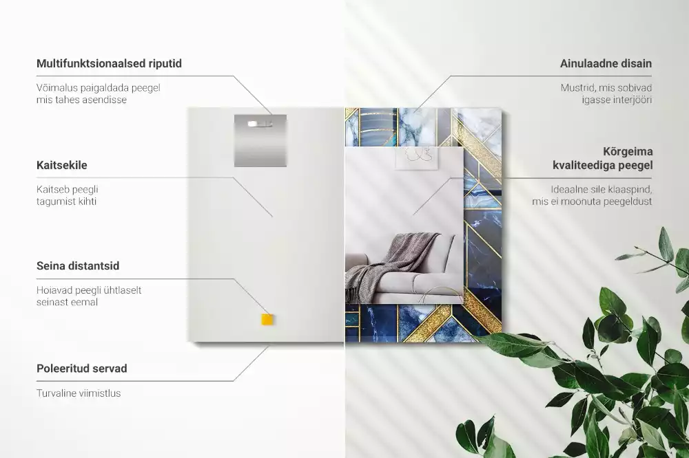 Rechteckiger dekorativer spiegel Abstrakte geometrische Mosaikmuster