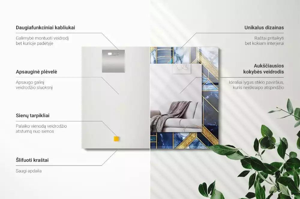 Rechteckiger dekorativer spiegel Abstrakte geometrische Mosaikmuster