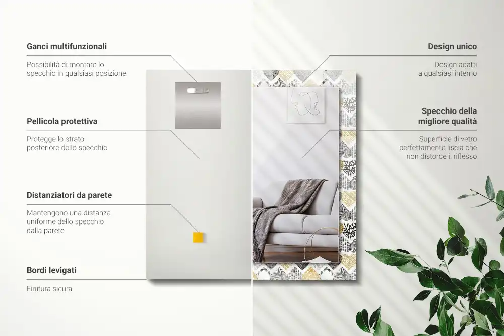 Spiegel mit rechteckigem aufdruck Bunte Herzen