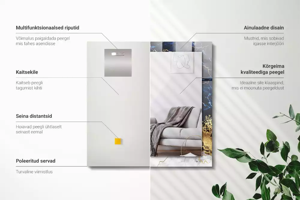 Rechteckiger dekorativer spiegel Marmorabs­traktion