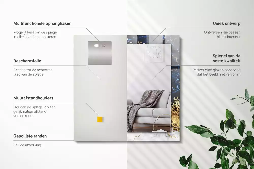 Rechteckiger dekorativer spiegel Marmorabs­traktion