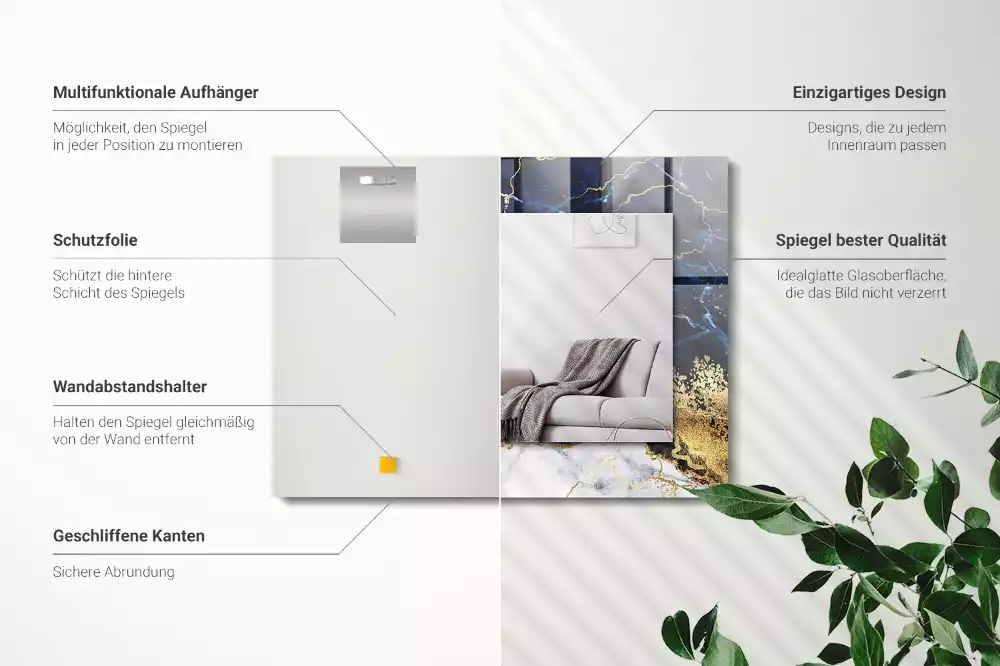 Rechteckiger dekorativer spiegel Marmorabs­traktion